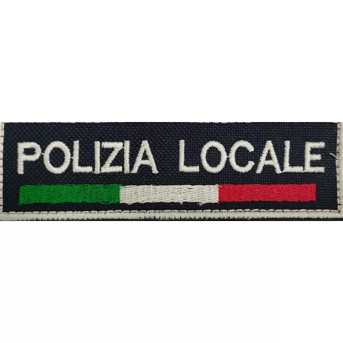 Patch ricamata  con velcro  Polizia Locale e bandiera Italia